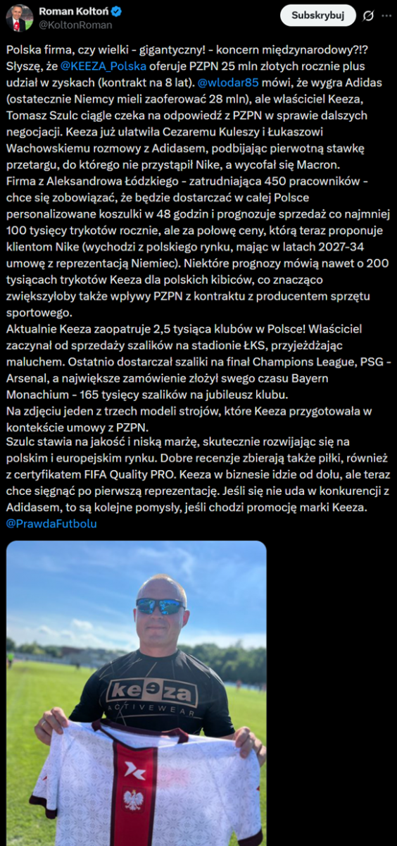 Roman Kołtoń pokazał przykładową KOSZULKĘ od Keezy dla reprezentacji Polski!